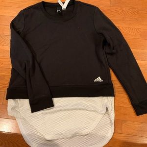 Adidas black crewneck with white underneath